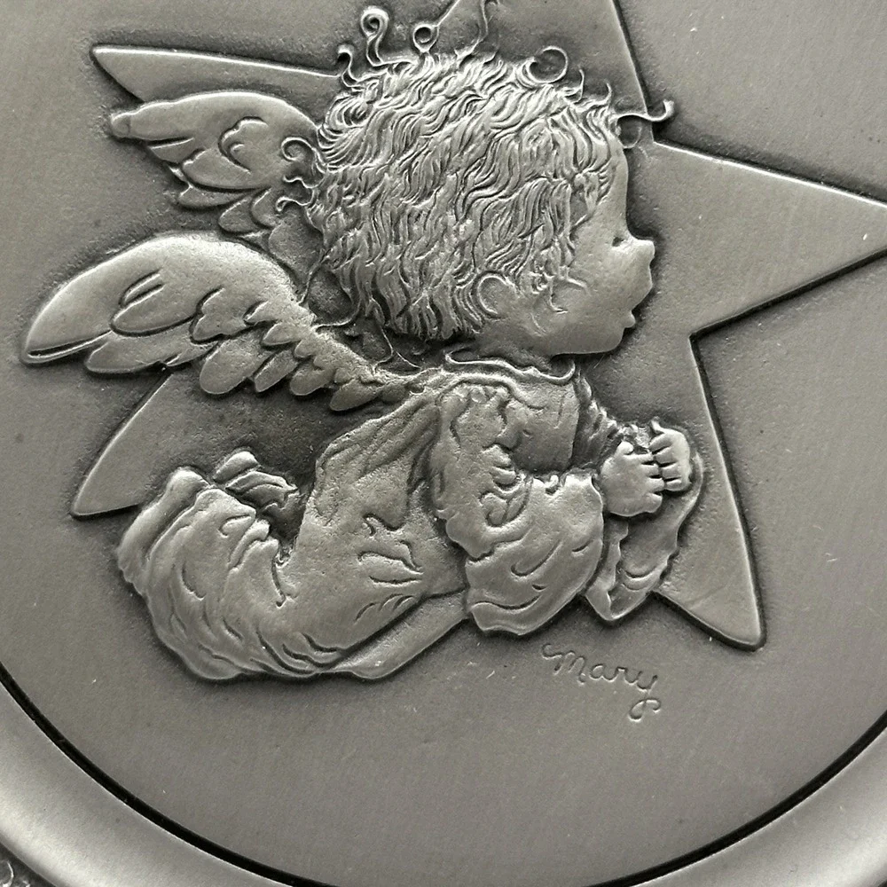Hallmark  1979 Little Gallery Fine Pewter Christmas Plate Star Angel w Box